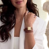 Cluse Gracieuse Petite Watch Double Leather, White stones, Nutshell, Full Gold Colour