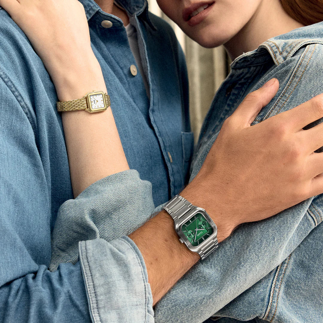 Quadrus Multifunction Watch Steel, Green, Silver Colour