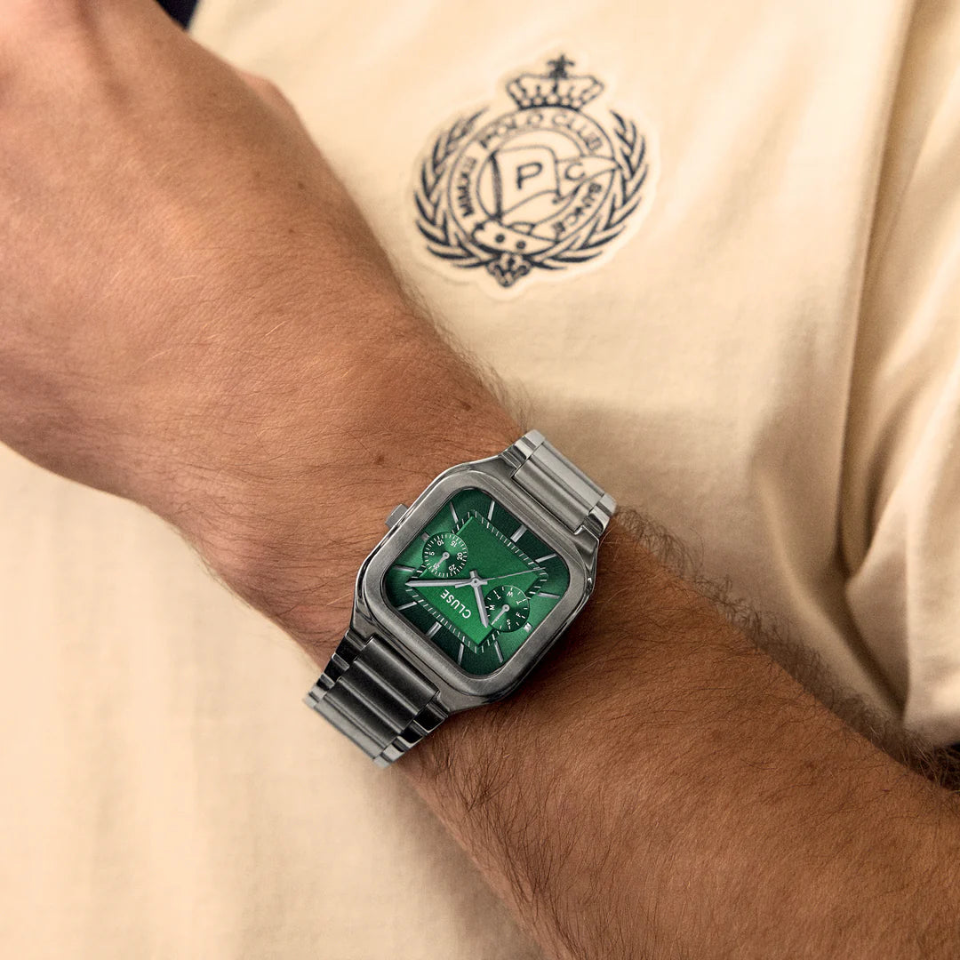 Quadrus Multifunction Watch Steel, Green, Silver Colour