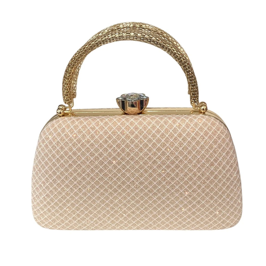 Champagne Dress Bag With Gold Handle