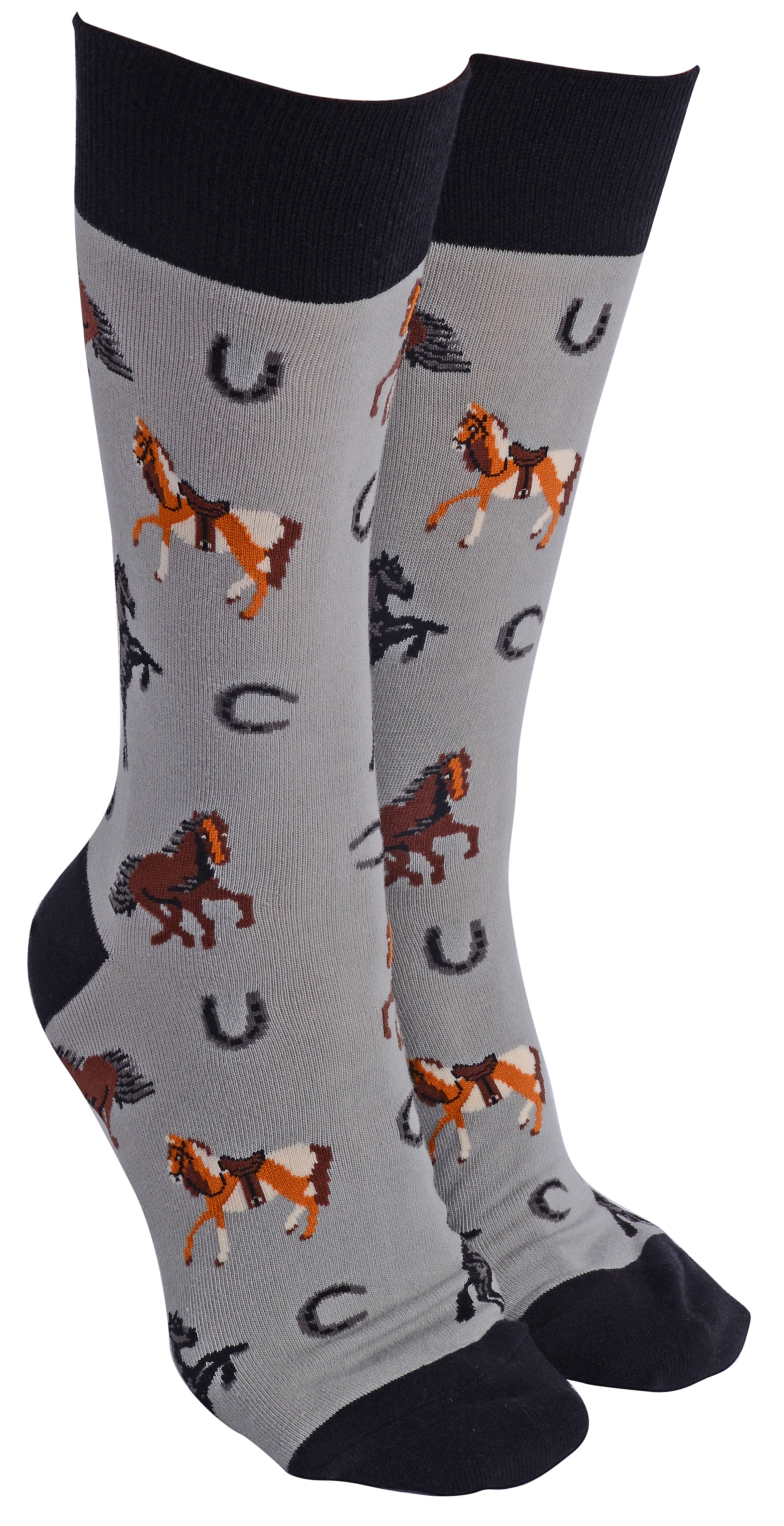 Sock Society Horse Grey And Black Design