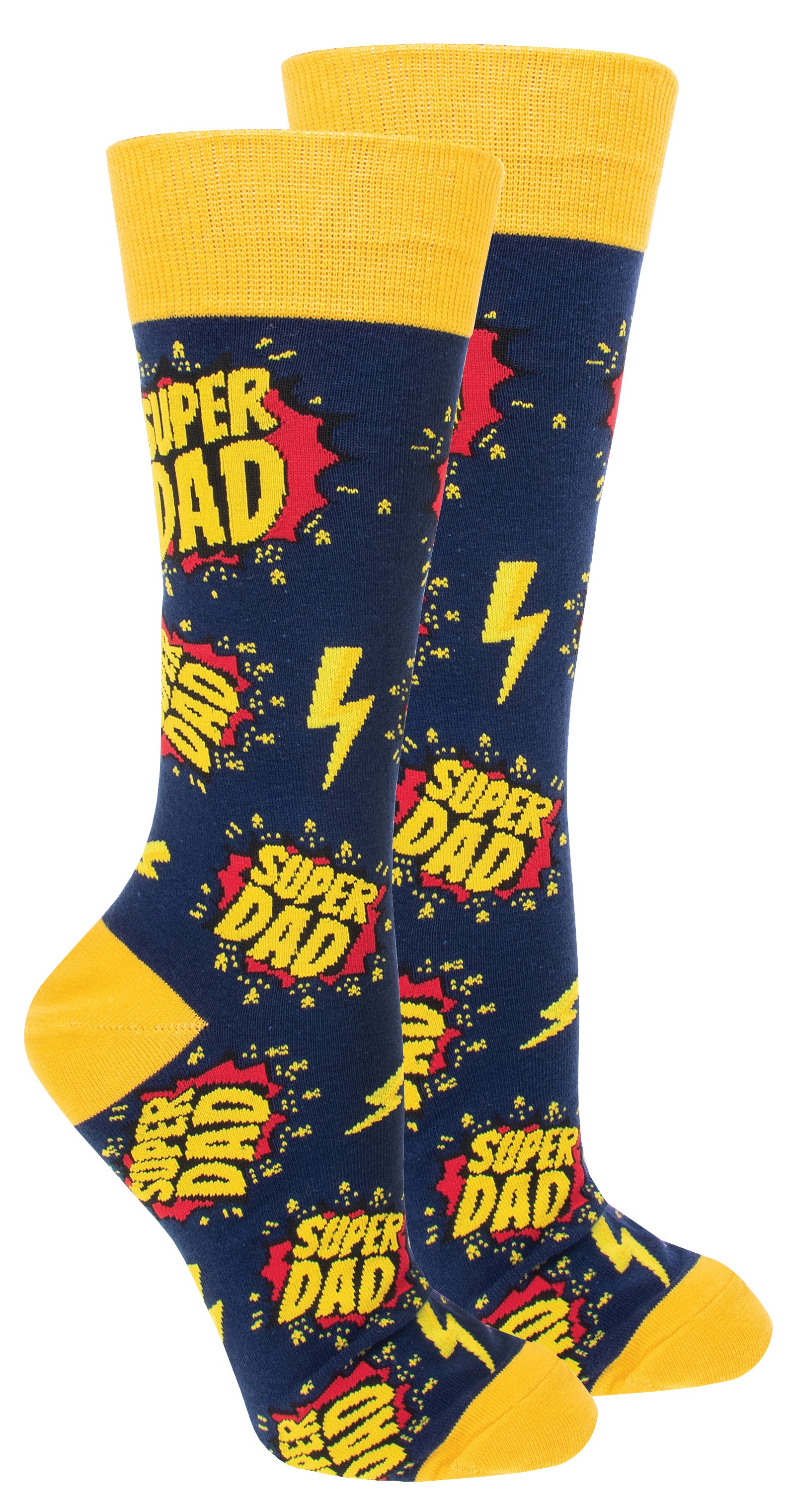 Sock Society Super Dad  And Navy And Yellow Design