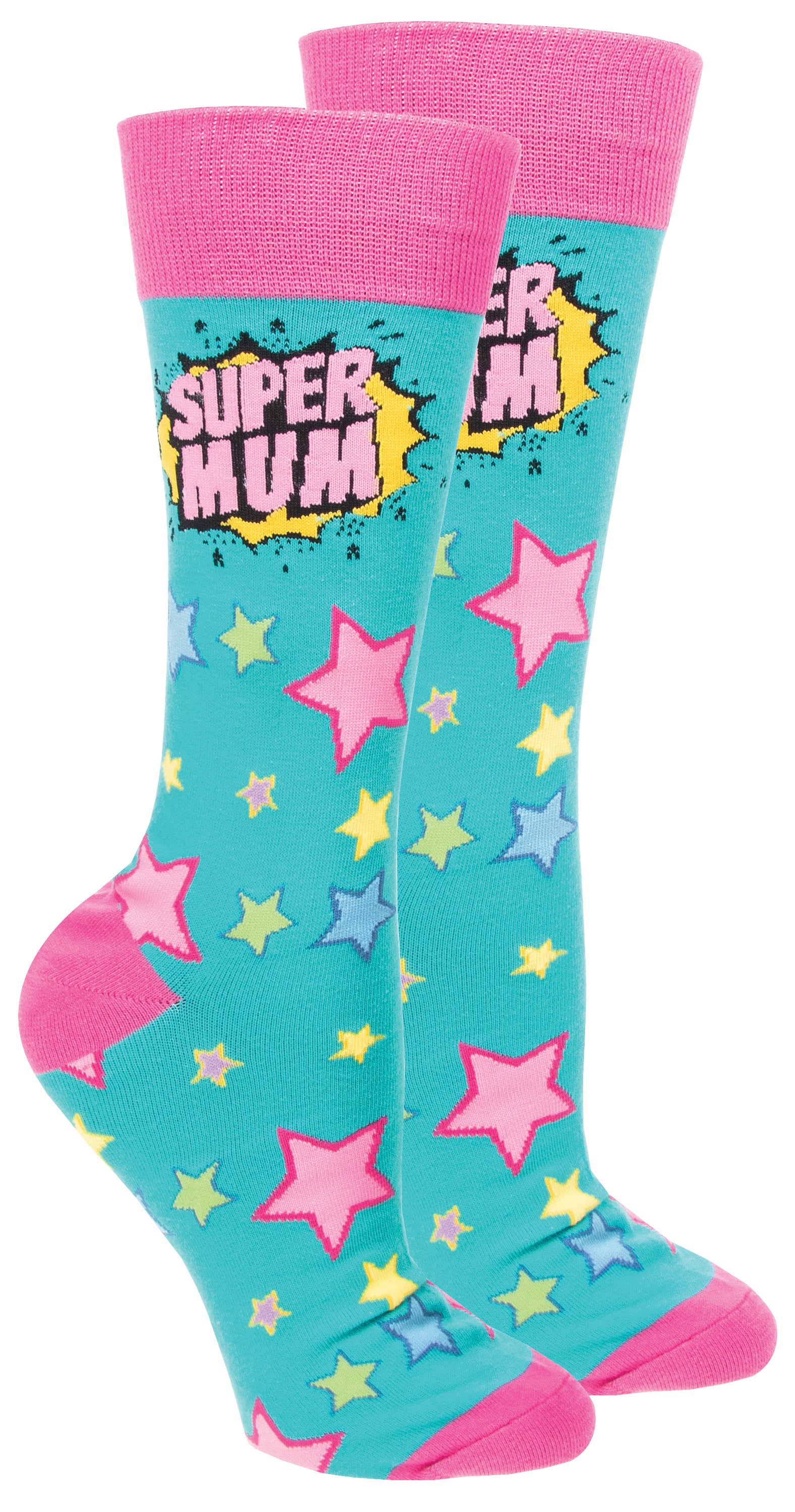 Sock Society Super Mum Green And Pink Design