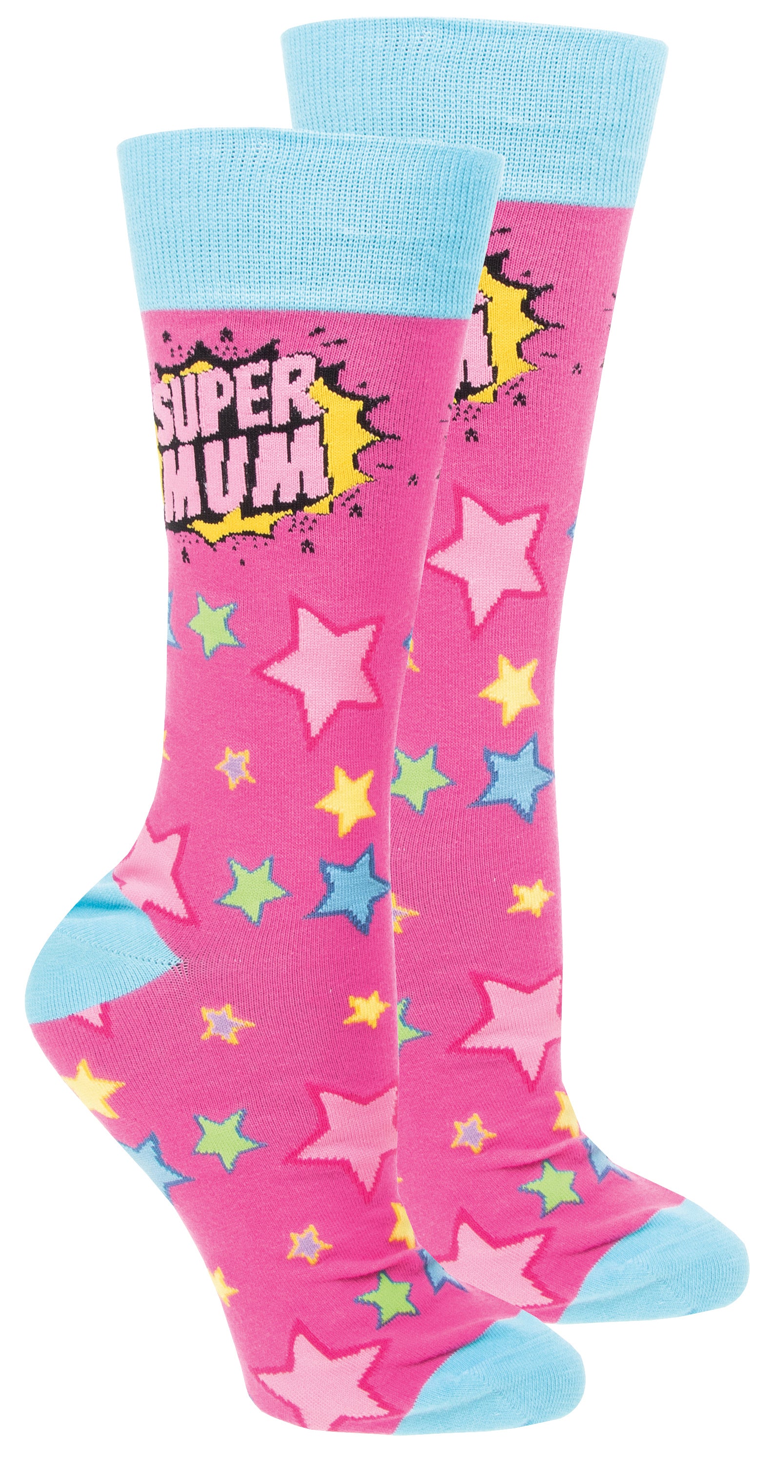 Sock Society Super Mum Pink And Blue Design