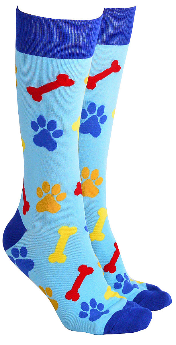 Sock Society Blue And Navy Paw Print And Bone Design