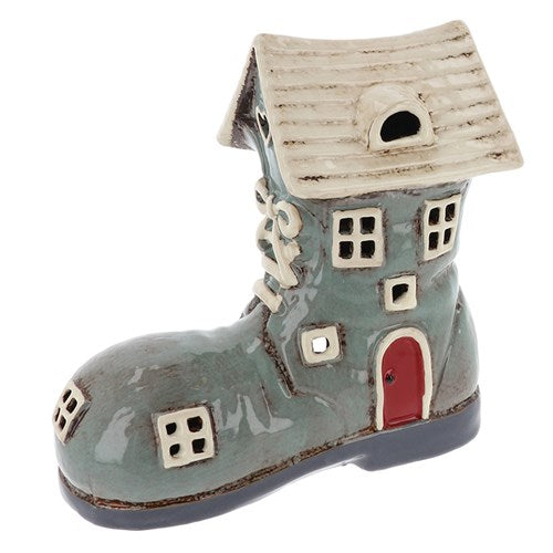 Village Pottery Large Boot House Grey Tealight