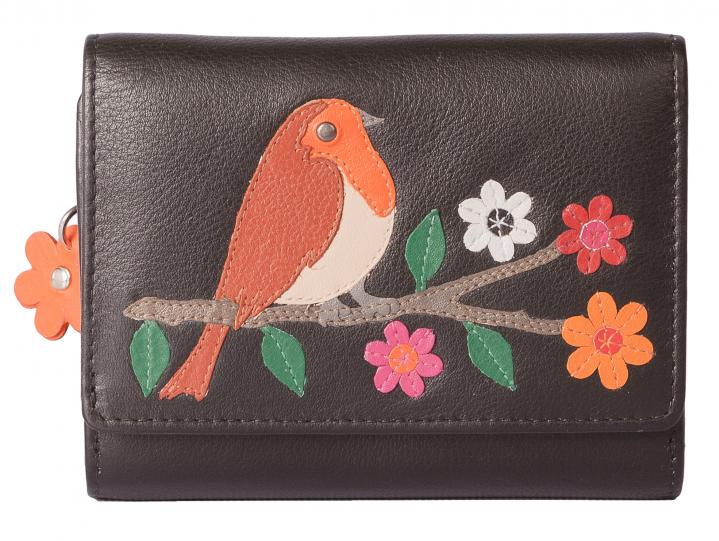 Robin Leather Tri Fold Purse with RFID