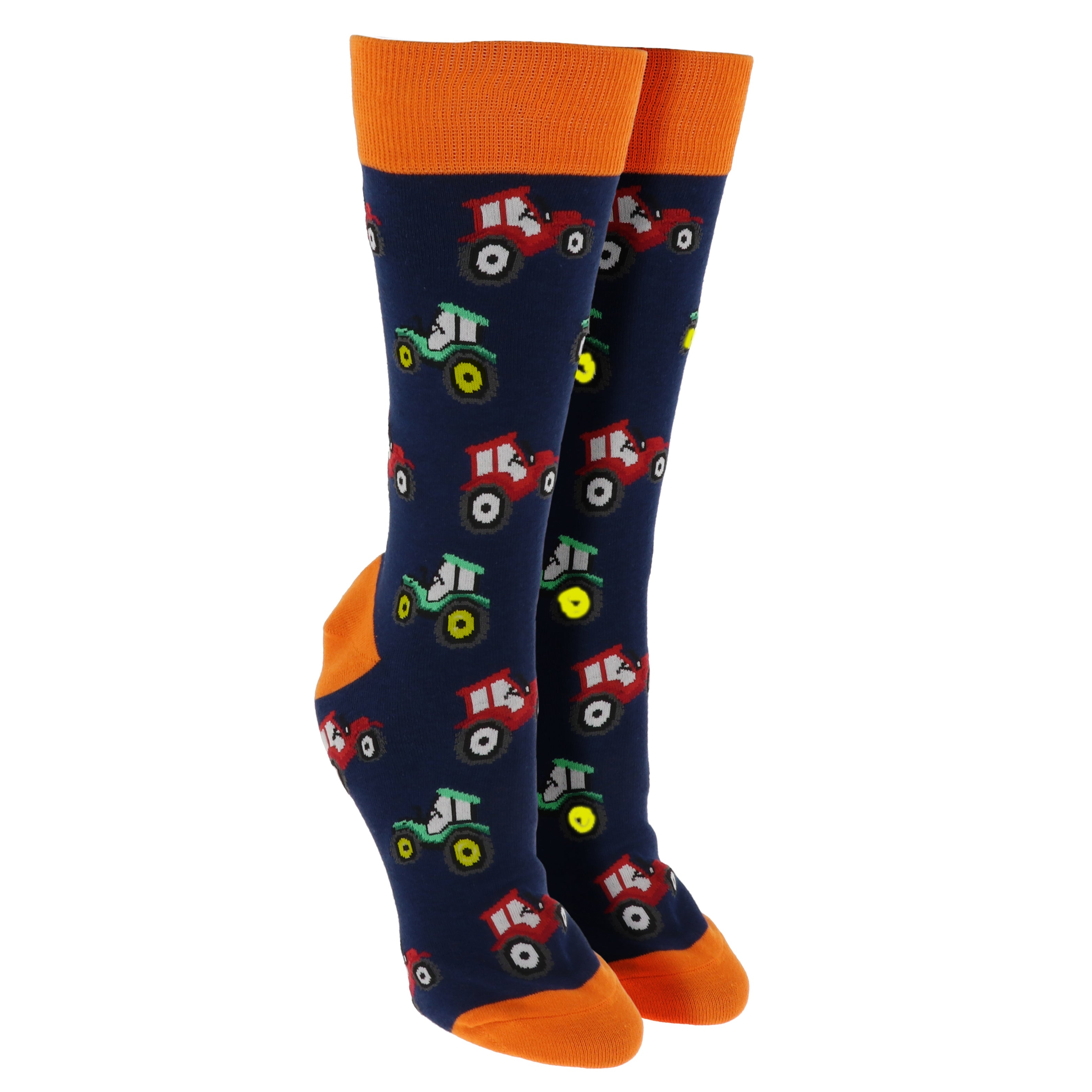 Sock Society Tractor Navy And Orange Design