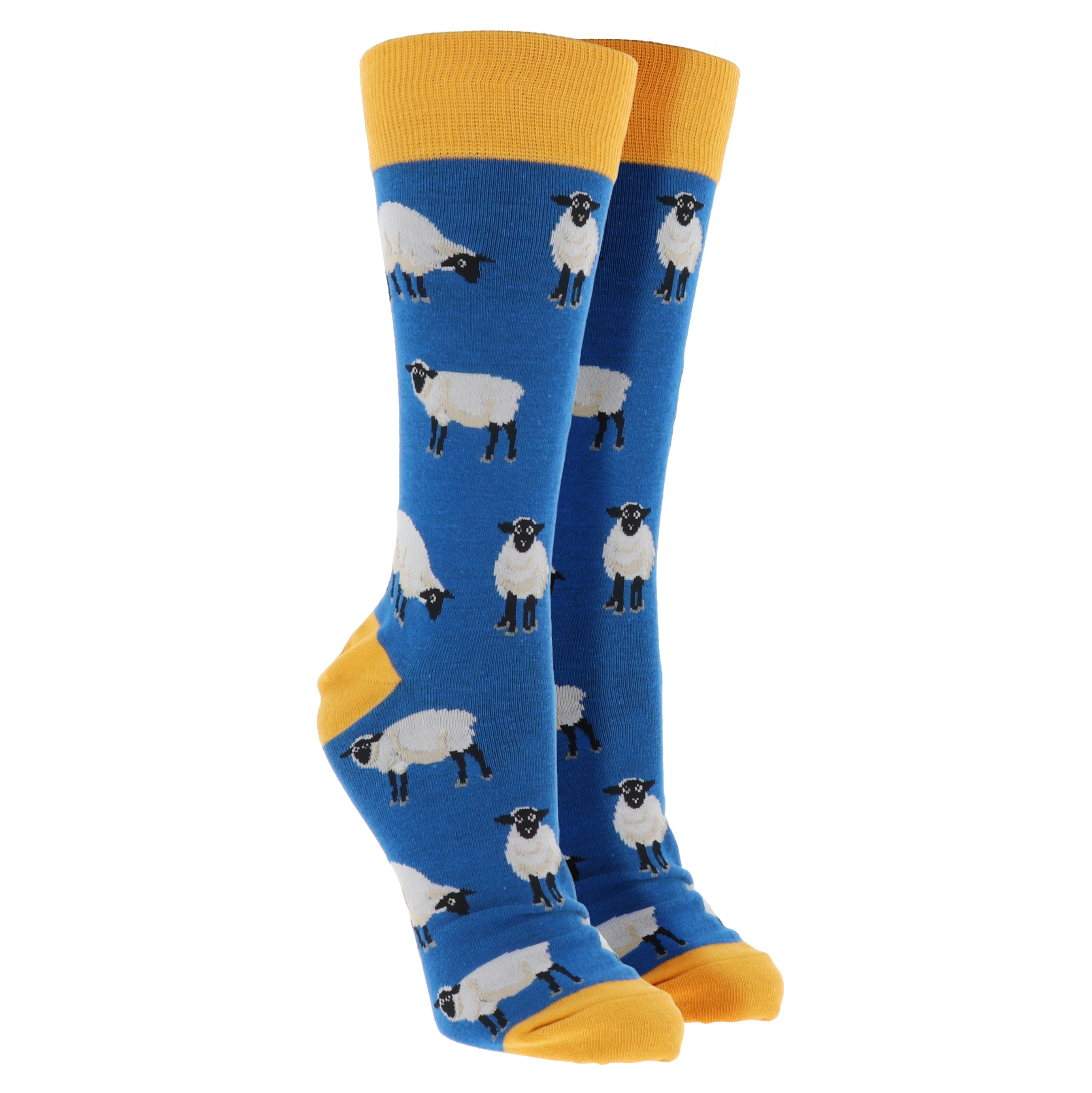 Sock Society Sheep Blue And Yellow Design
