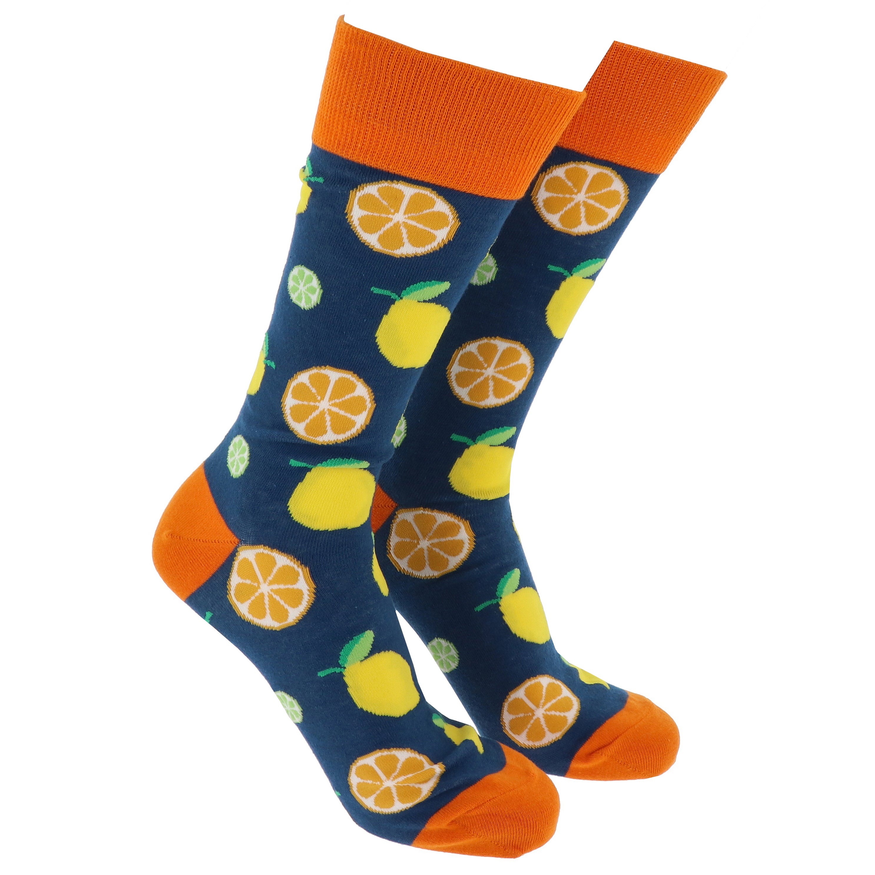 Sock Society Lemons Navy And Orange Design