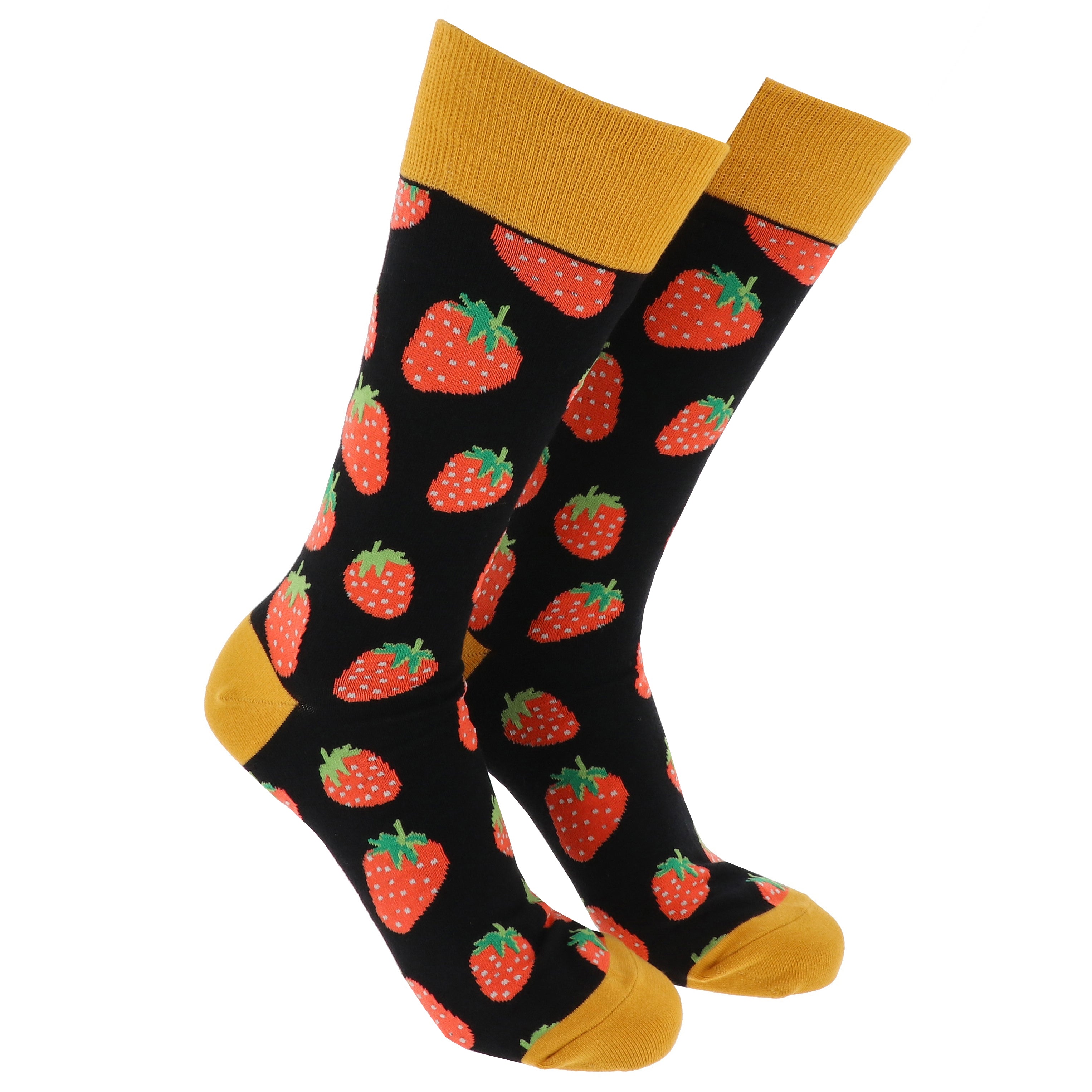 Sock Society Strawberries Black And Yellow Design