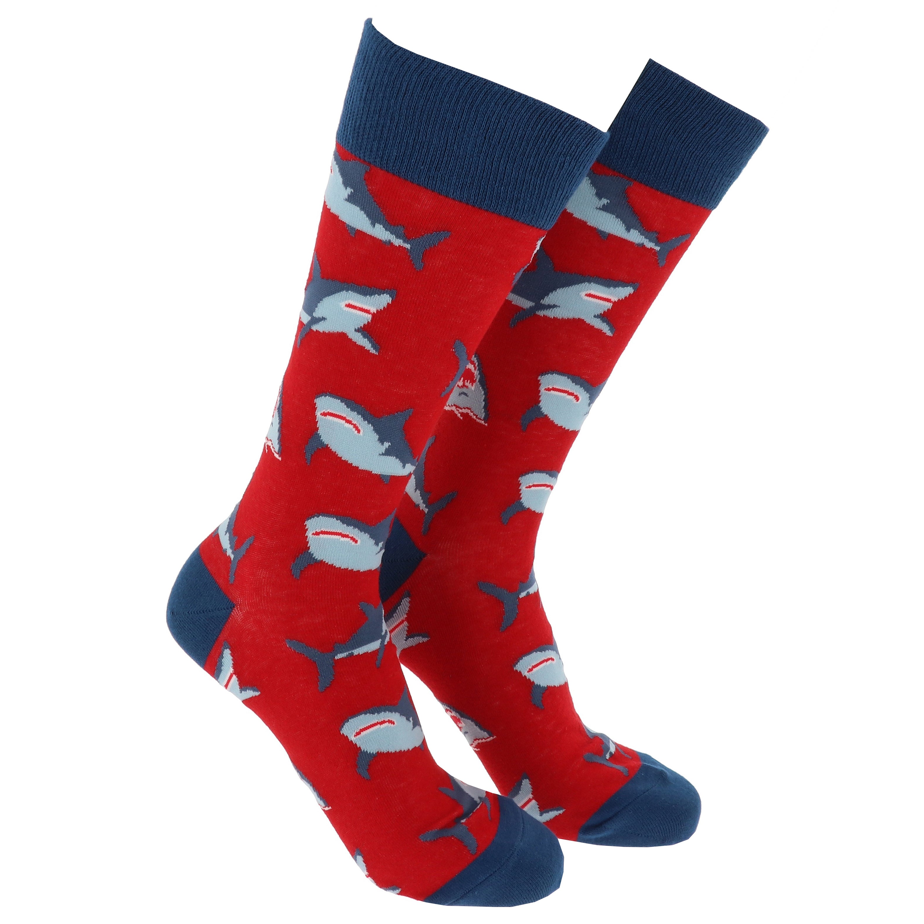 Sock Society Sharks Red And Navy Design