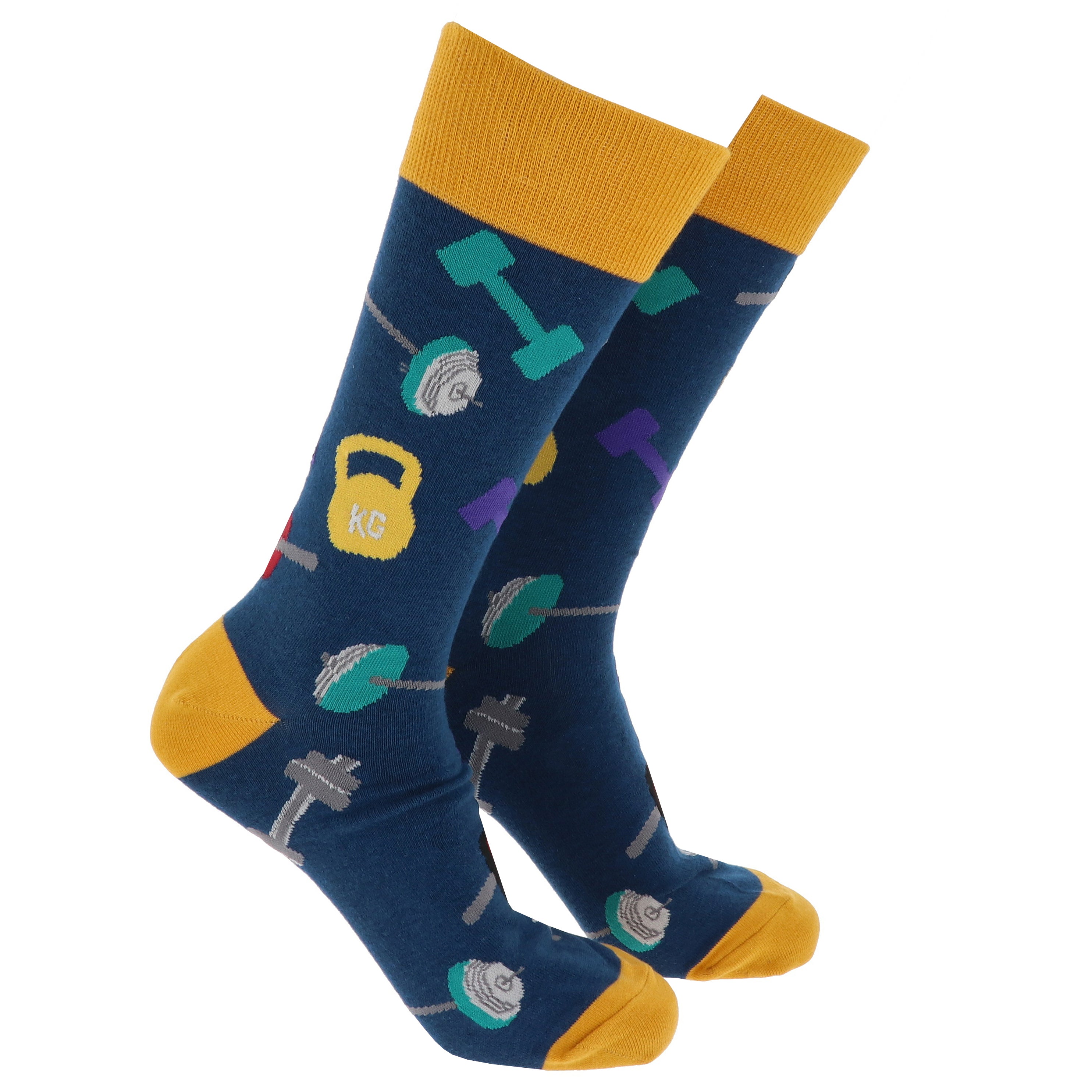 Sock Society Gym Blue And Yellow Design