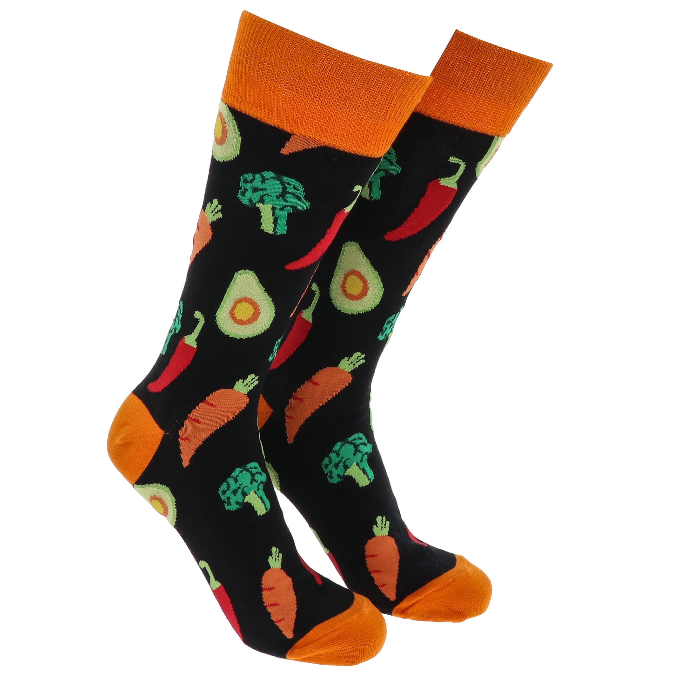 Sock Society Vegetables Black And Orange Design