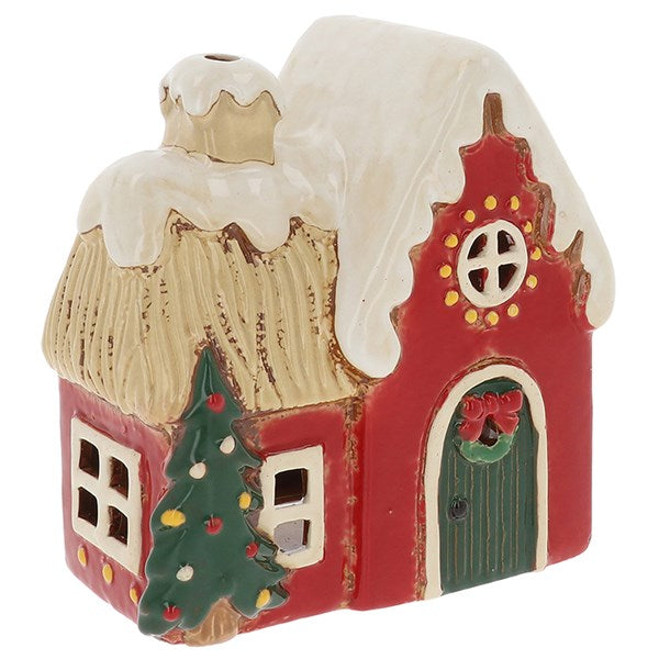 Village Pottery Xmas Round Window House Tealight