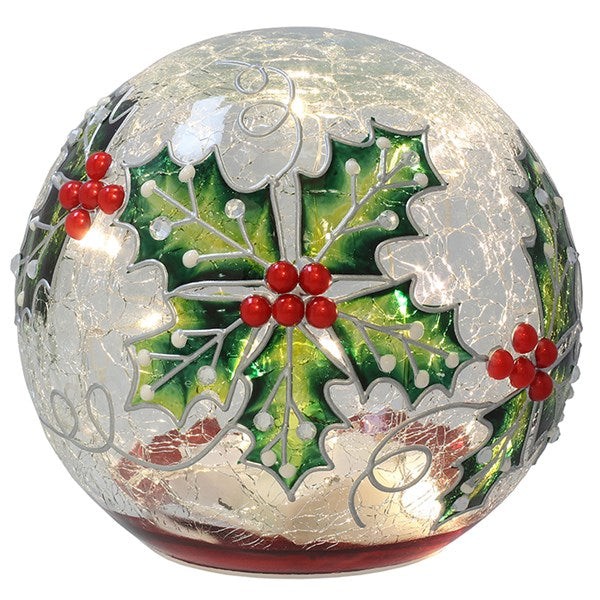 Xmas Crackle LED Ball Holly Large