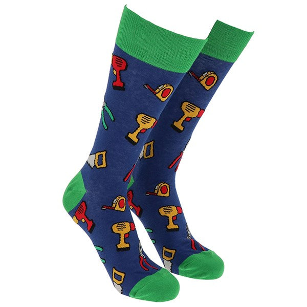 Sock Society Tools Green And Navy Design