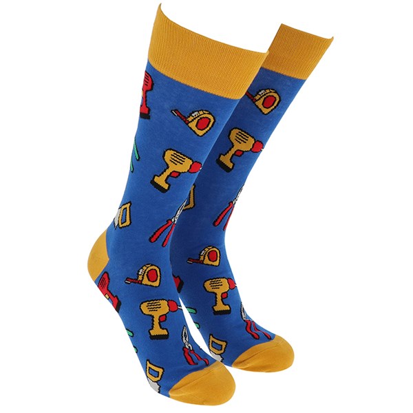 Sock Society Tools Blue And Yellow Design