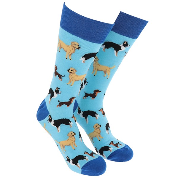 Sock Society Dogs Sky Blue And Royal Blue Design
