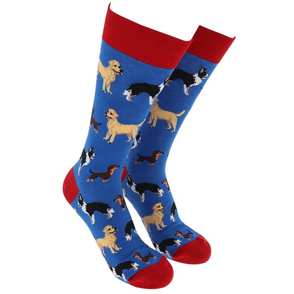 Sock Society Dogs Navy And Red Design