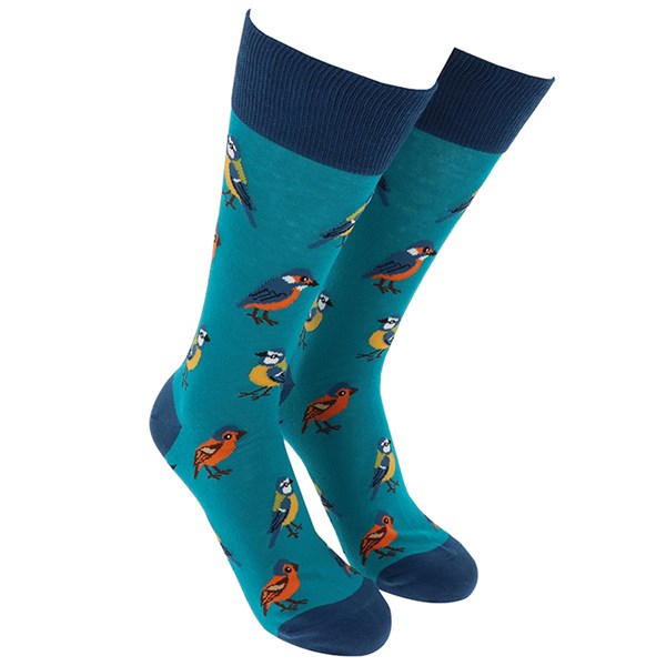 Sock Society Birds Teal And Navy Design
