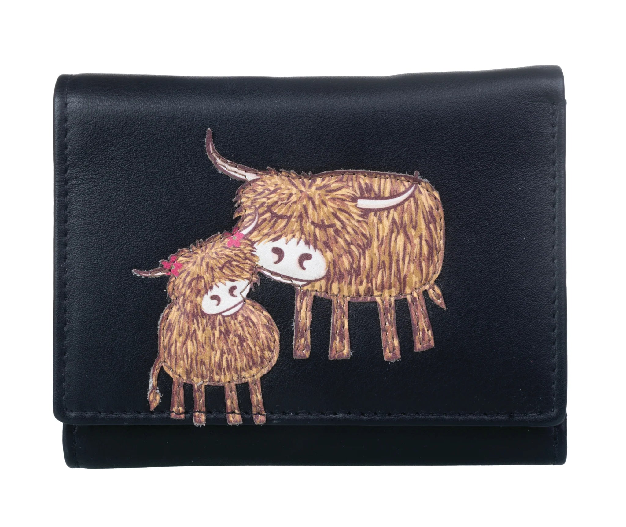 Bella Black Leather Mum and Daughter Small Tri fold Purse