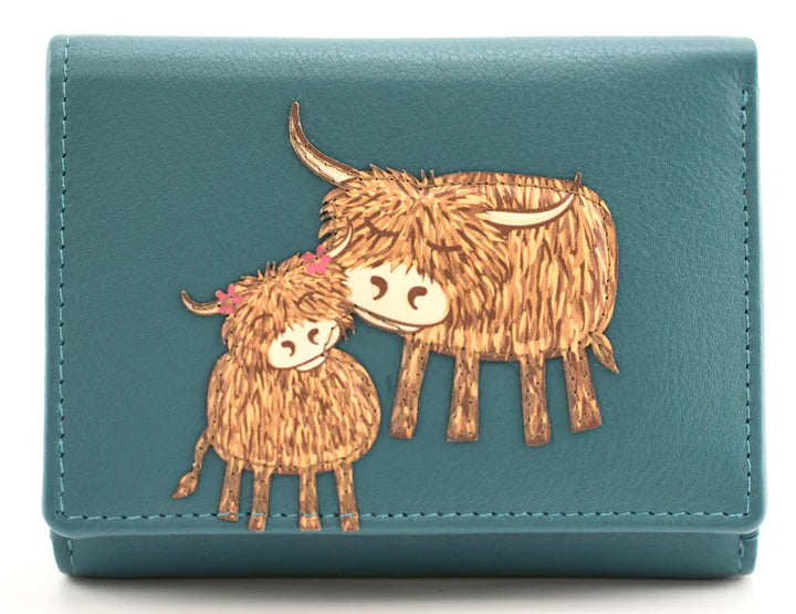 Bella Teal Leather Mum and Daughter Small Tri fold Purse