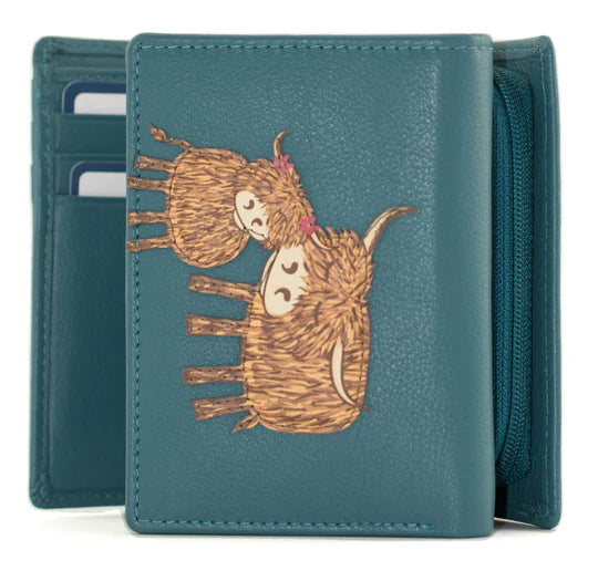 Bella Teal Leather Mum and Daughter Small Tri fold Purse