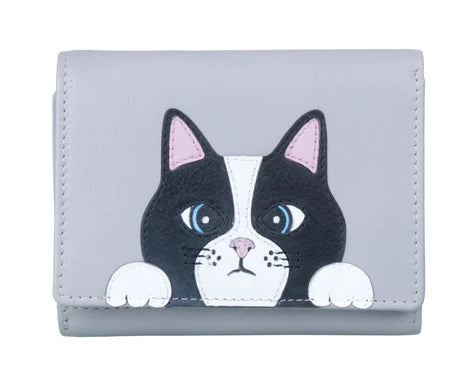 Vinny & Victor Grey Cat Compact Purse