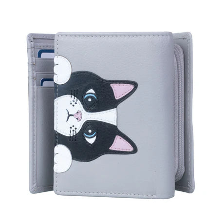 Vinny & Victor Grey Cat Compact Purse