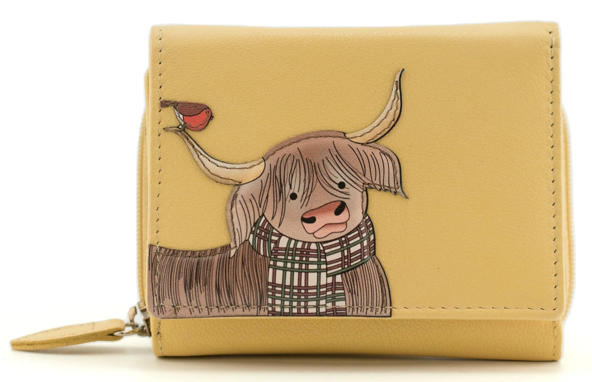 Callum The Coo Yellow Leather Med Tri Fold