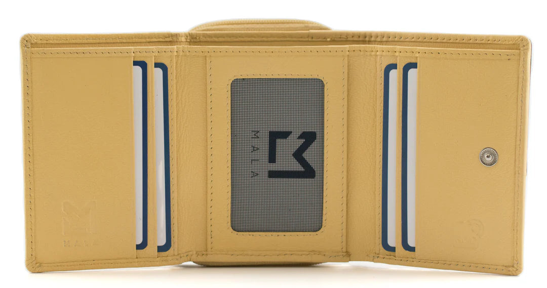Callum The Coo Yellow Leather Med Tri Fold