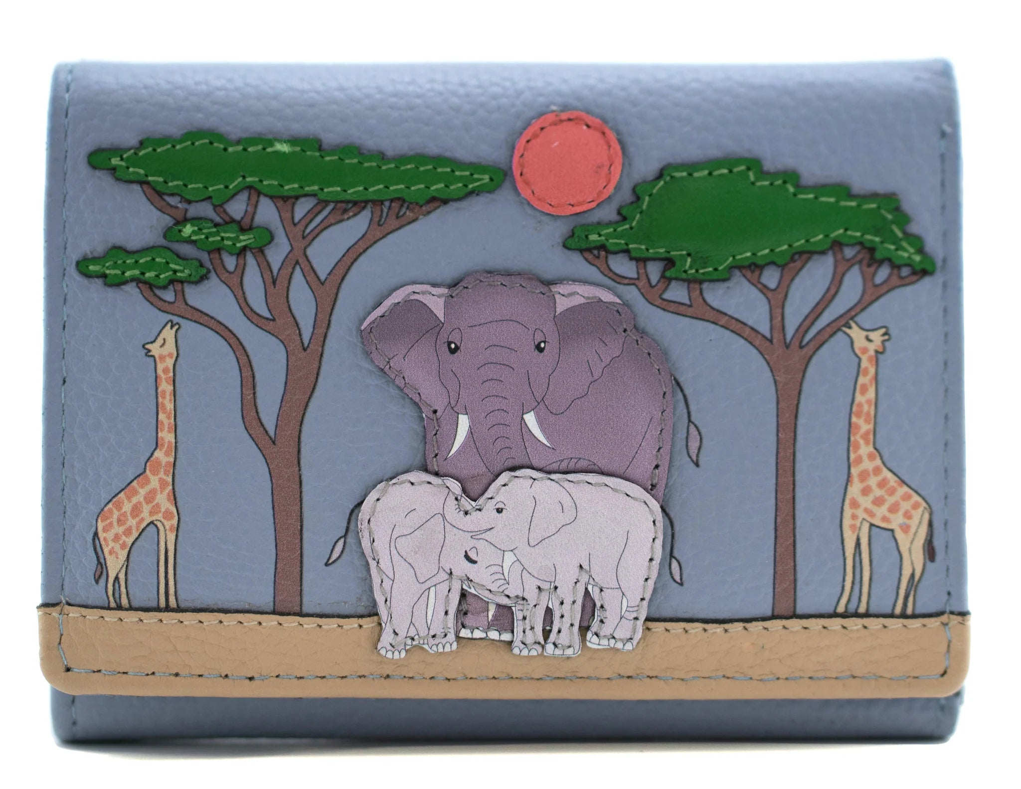 Savanna leather Safari Scene Small Tri fold Purse