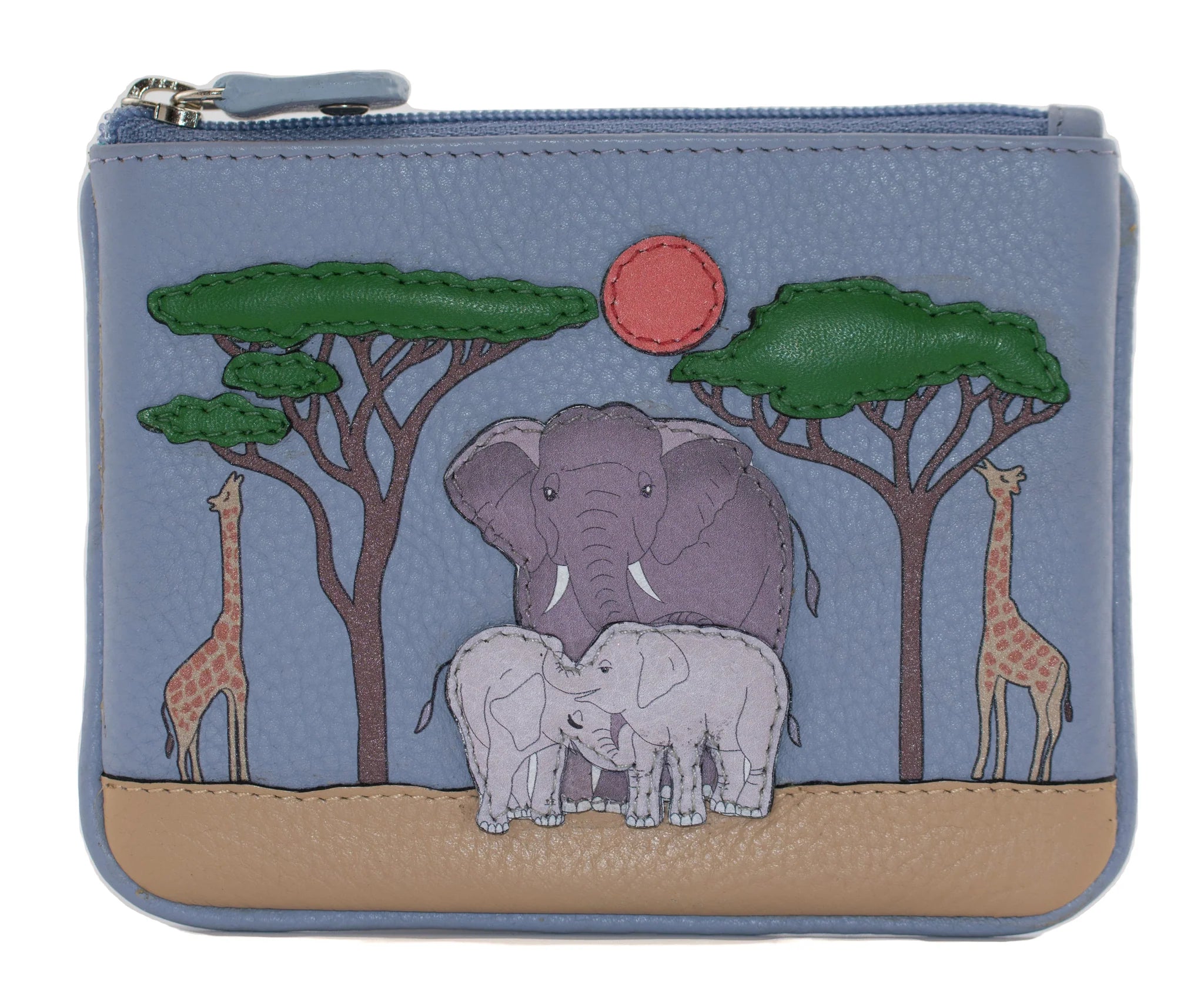 Savanna Leather Safari Scene Coin Purse