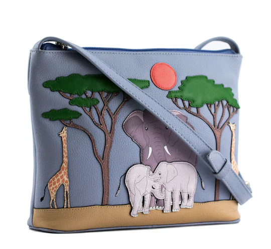 Savanna Leather Safari Scene Crossbody Bag