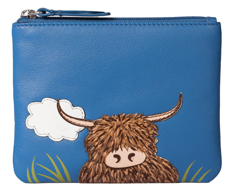 Bella Blue Highland Cow Coin Purse RFID