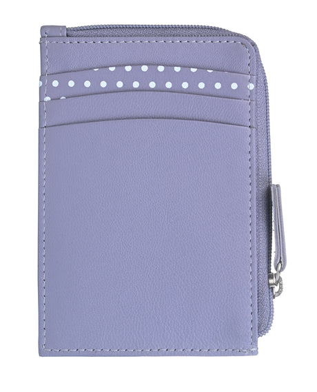 Moonflower Grey Leather Card and Coin Bee Purse