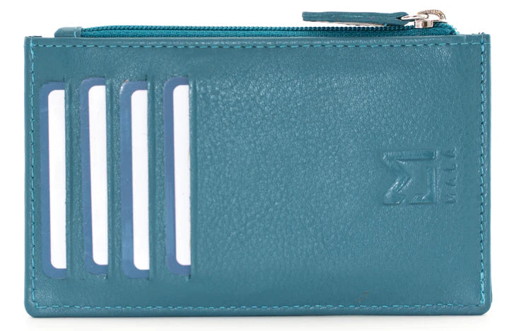 Bella Teal Leather Card and Coin Purse
