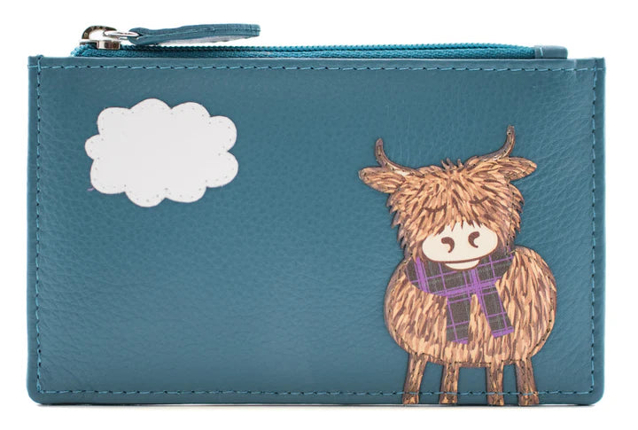 Bella Teal Leather Card and Coin Purse