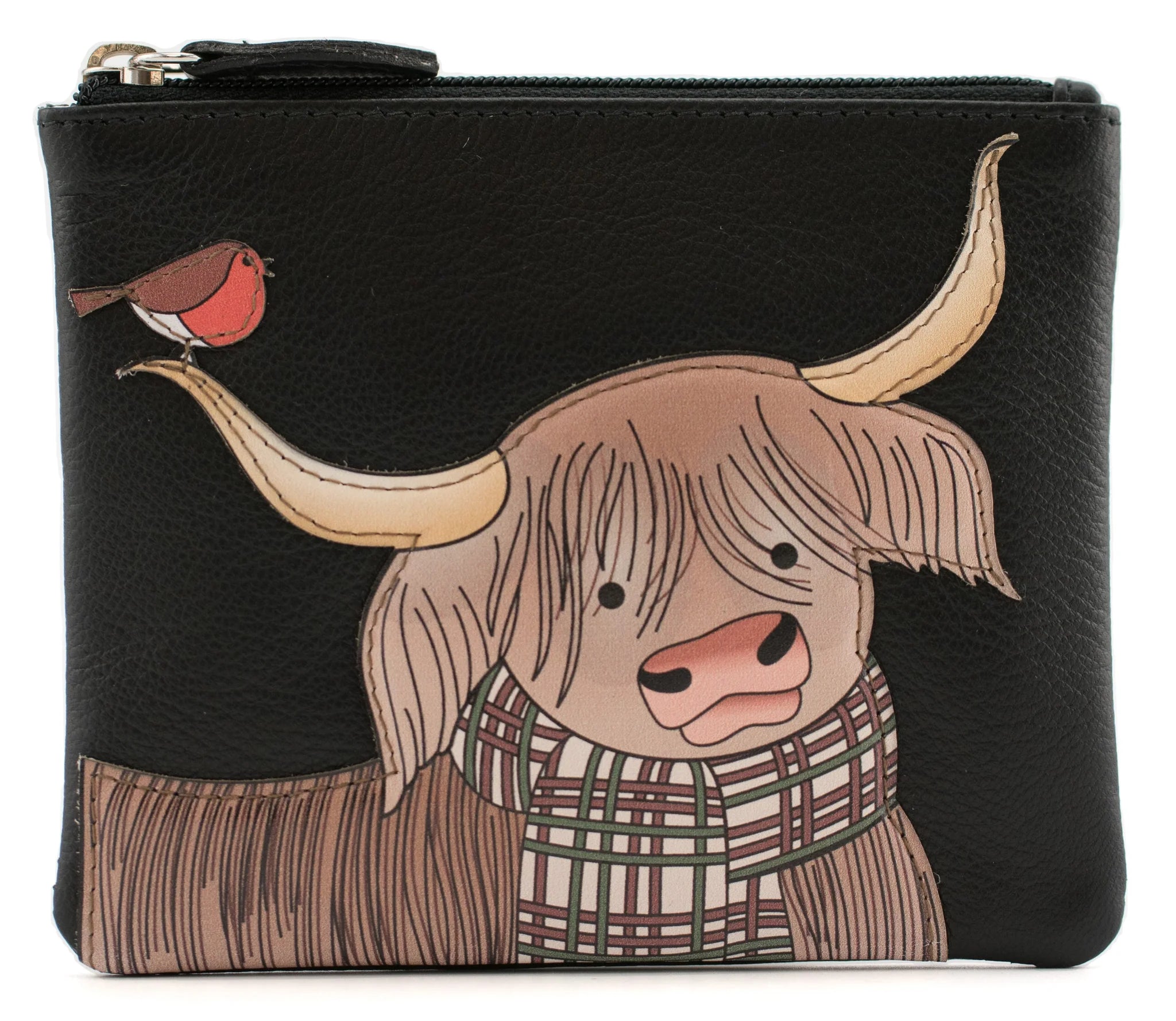 Callum The Coo Black Leather Coin Purse