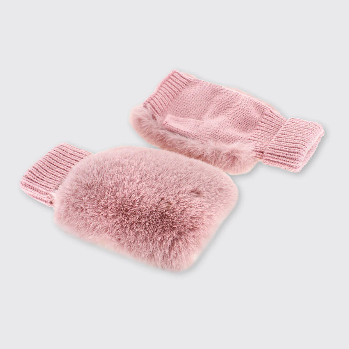 Faux Fur Fingerless Gloves Pink