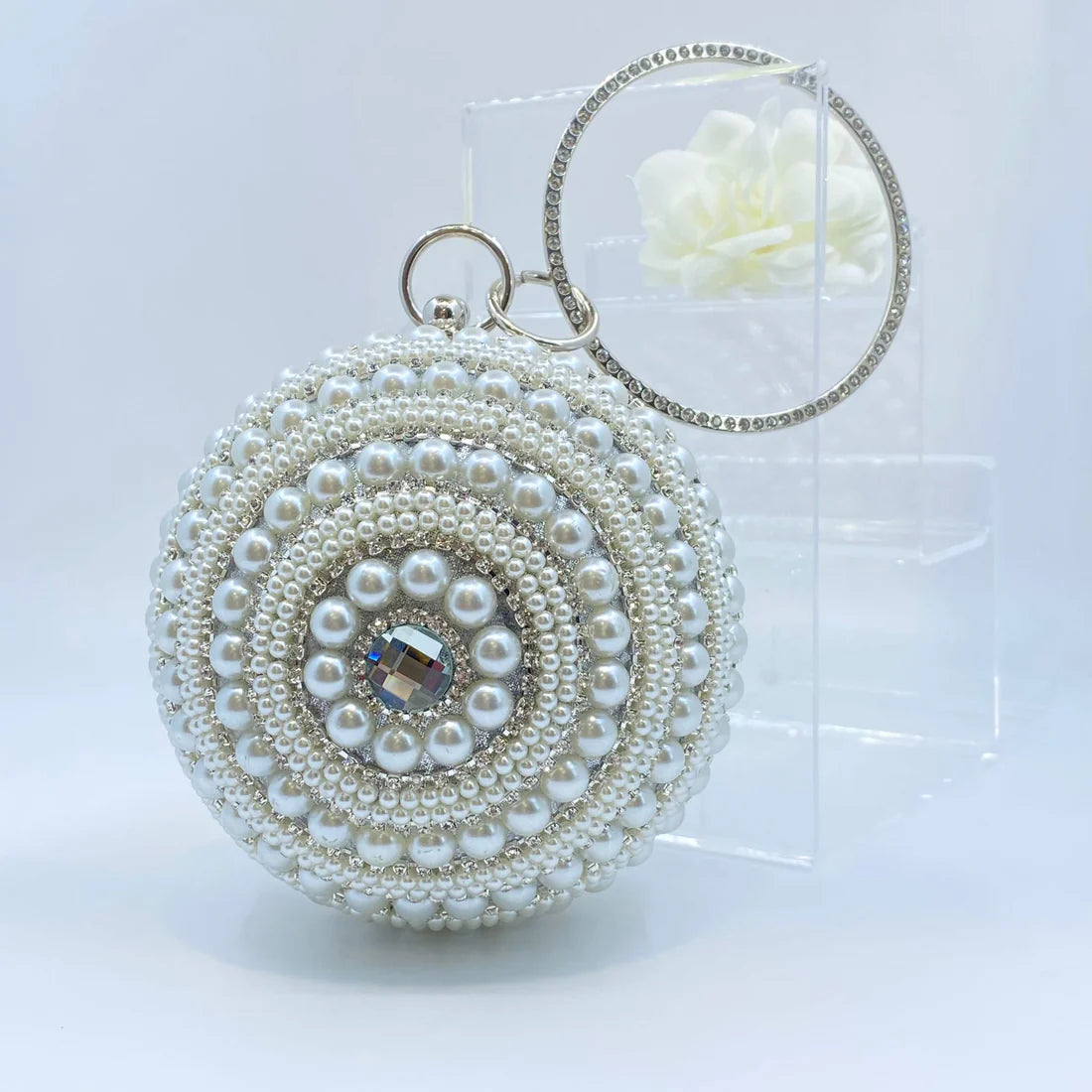Silver Pearl And Bead Circle Dress Bags