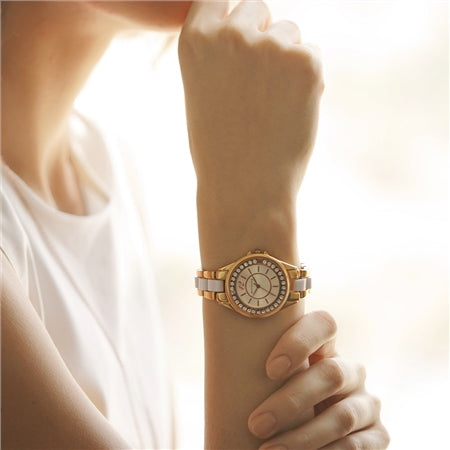 Newbridge Ladies Watch Round Face (Rose) Clear Stones
