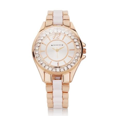 Newbridge Ladies Watch Round Face (Rose) Clear Stones