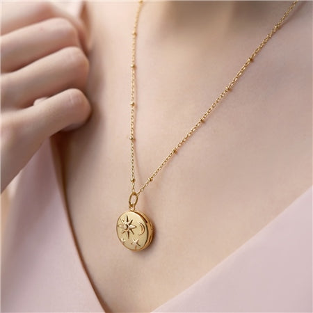 Newbridge Gold Plated Locket with Sun Moon & Stars