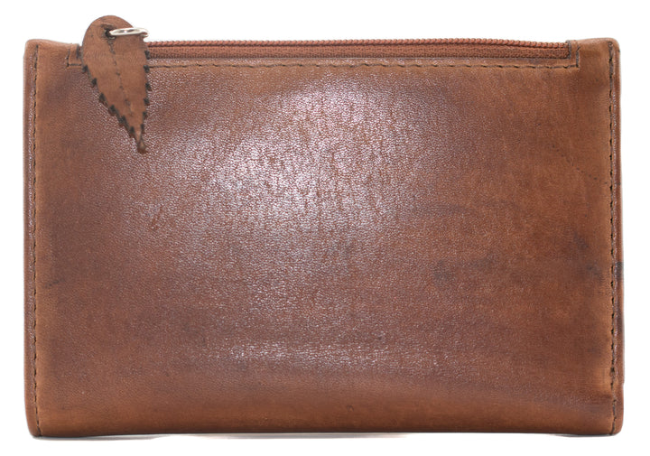 Wild Bloom Classic Tan Leather Compact Purse