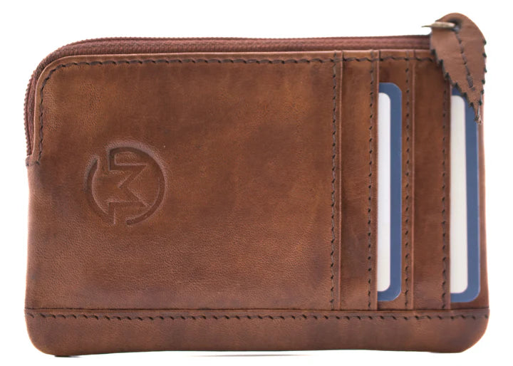 Wild Bloom Classic Tan Leather Coin & Card Purse