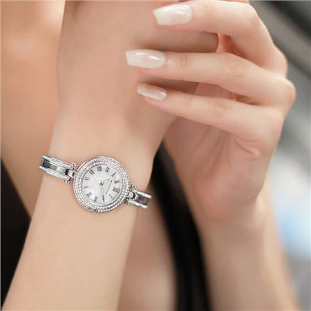 Newbridge Ladies Silverplated Watch Clear Stones bracelet
