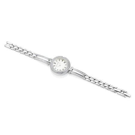 Newbridge Ladies Silverplated Watch Clear Stones bracelet