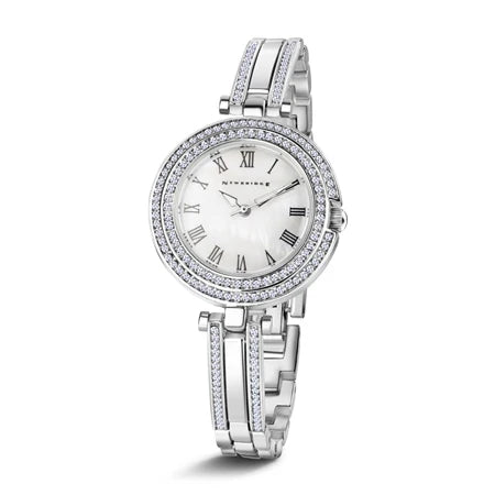 Newbridge Ladies Silverplated Watch Clear Stones bracelet